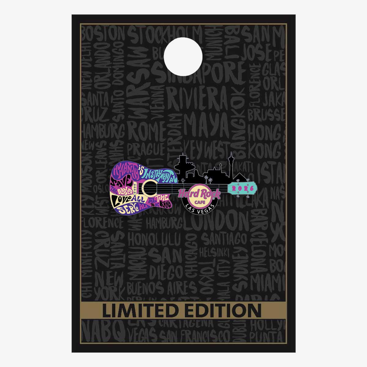 Limited Edition Las Vegas 2026 Mottos Hinged Guitar Pin image number 2