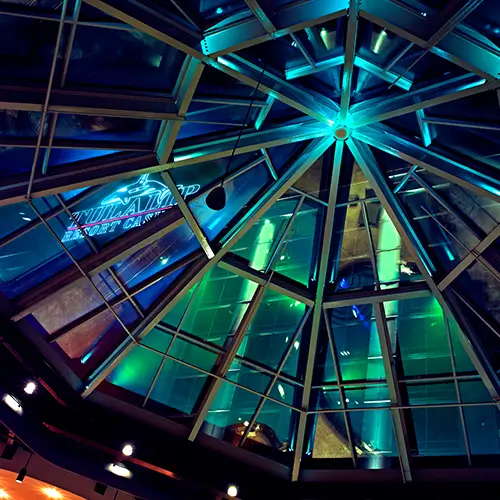 Oasis pool glass dome, hotel with indoor pool